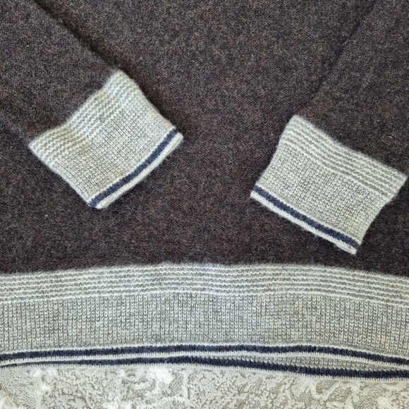 Roots Women's Brown/Grey Cabincore Quiet Lux Lambswool Blend Sweater Size XL - Picture 3 of 5